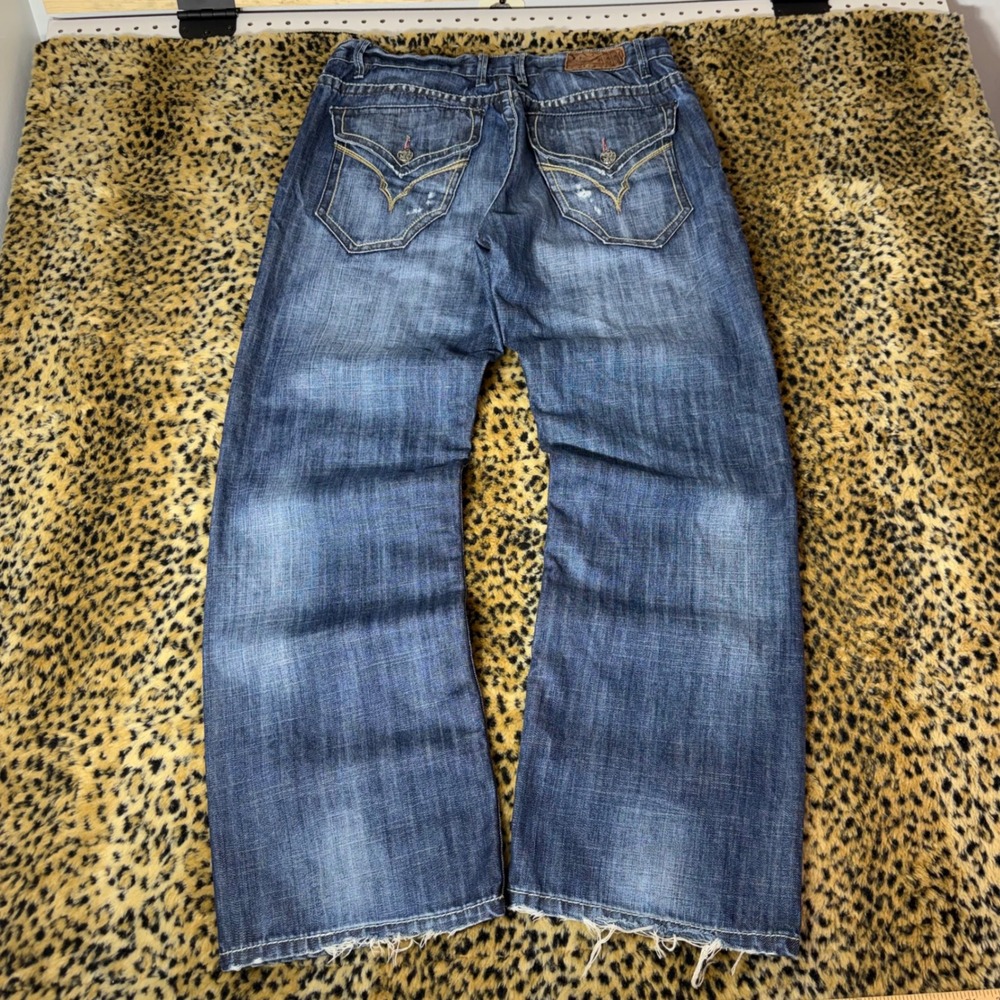 Early 2000s Y2K Baggy Bootcut Blue Jeans 36x32 Faded Distressed